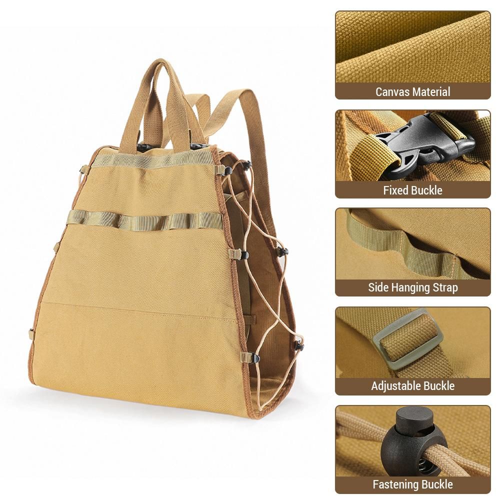Firewood Carrier Canvas Bag Wood Carrying Holder Bag with Handles and Shoulder Strap for Fireplaces Wood Stoves