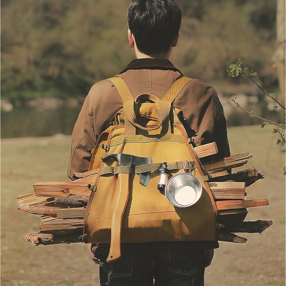 Firewood Carrier Canvas Bag Wood Carrying Holder Bag with Handles and Shoulder Strap for Fireplaces Wood Stoves