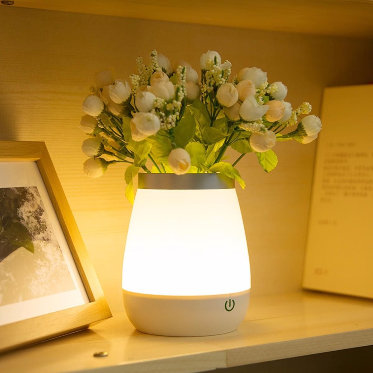 Flowers Vase Lamp USB LED Atmosphere Light Novelty Bedside Night Lights Table Desk Lamp Gifts Christmas Kids Home Decor Warm White/White/0-5W