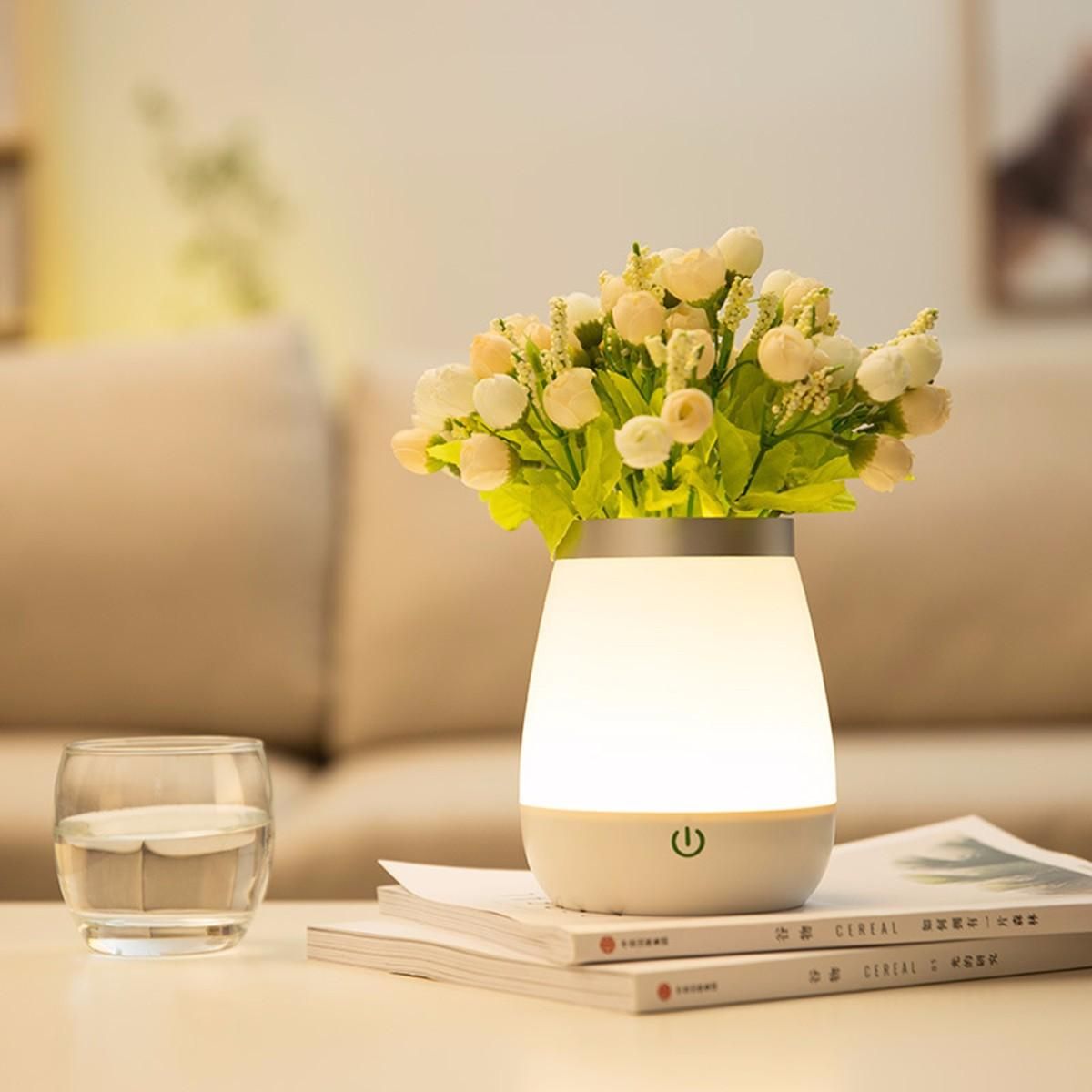 Flowers Vase Lamp USB LED Atmosphere Light Novelty Bedside Night Lights Table Desk Lamp Gifts Christmas Kids Home Decor Warm White/White/0-5W