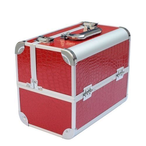 Professional Make Up Box- Red & Silver With 24 Set Pro Bamboo Brush + 6 In 1 Powder/Contour/Bronzer + 120 Eyeshadow Palette And Free Glitter (Random Colour) Plus Redcherry Lashes