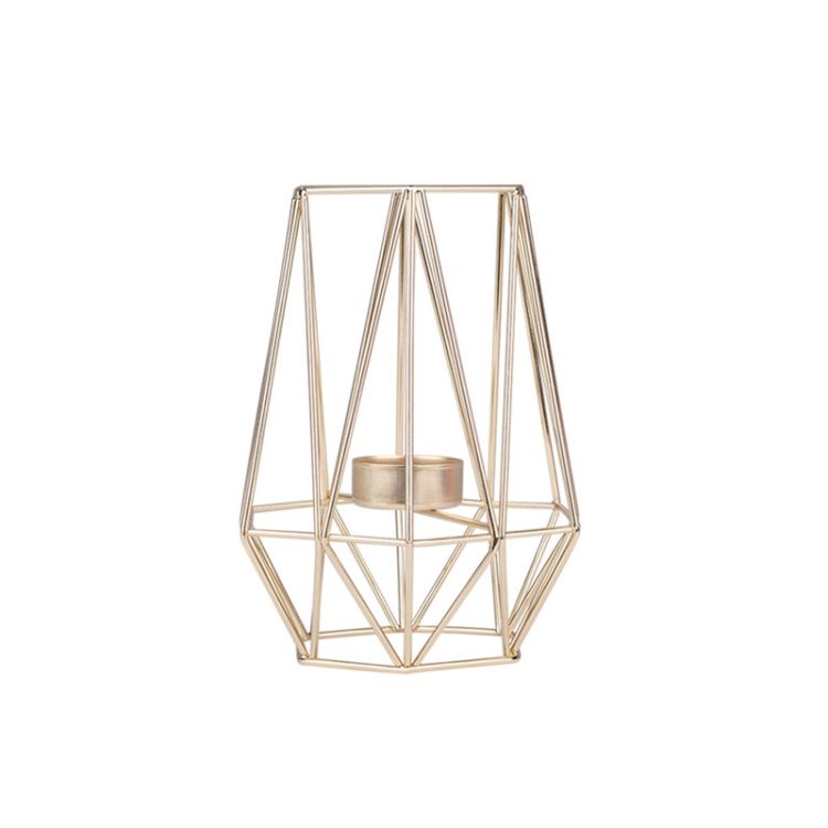 Geometric Candle Holder, Size: Golden Large