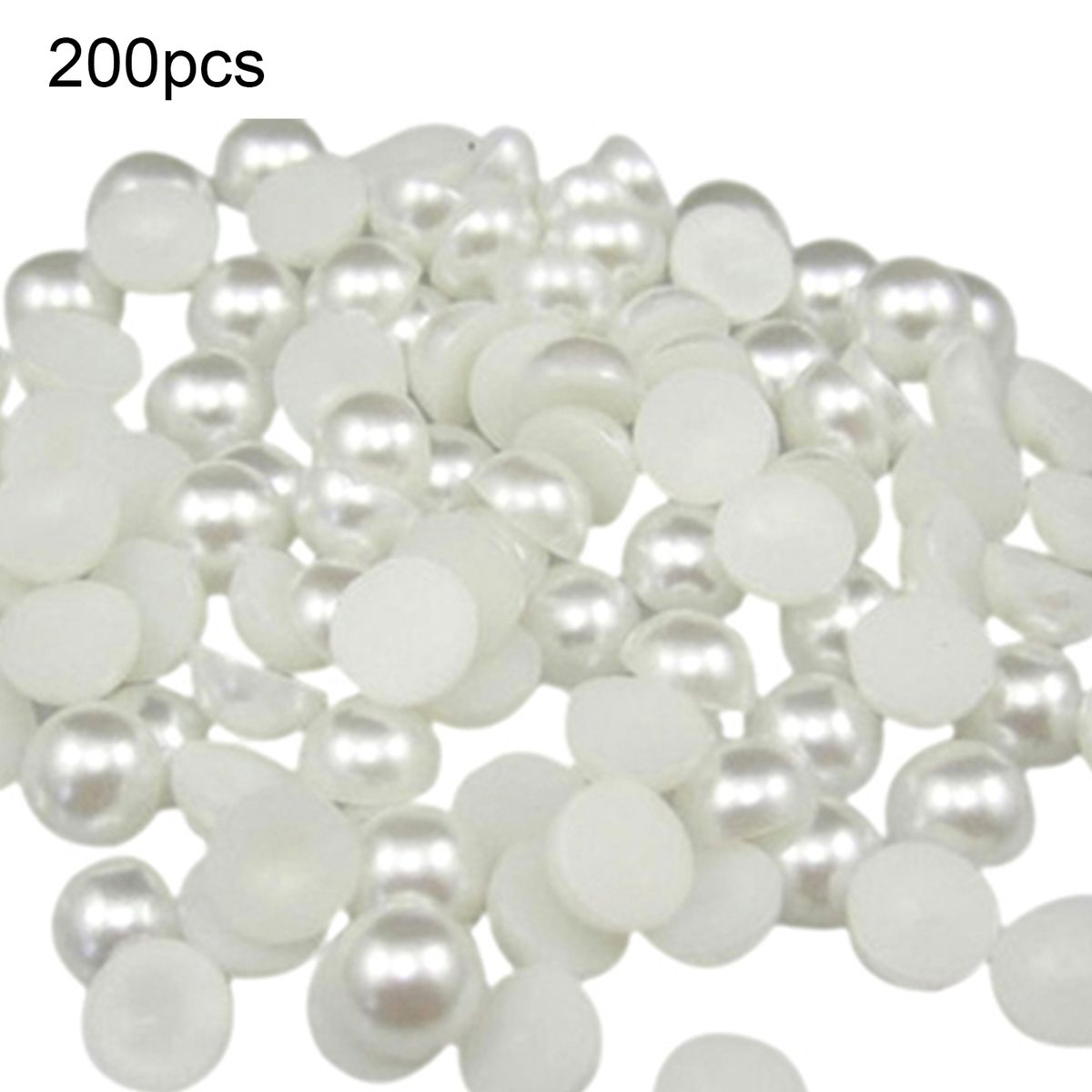200Pcs Faux Half Pearl Bead 6mm Useful White Flat Back