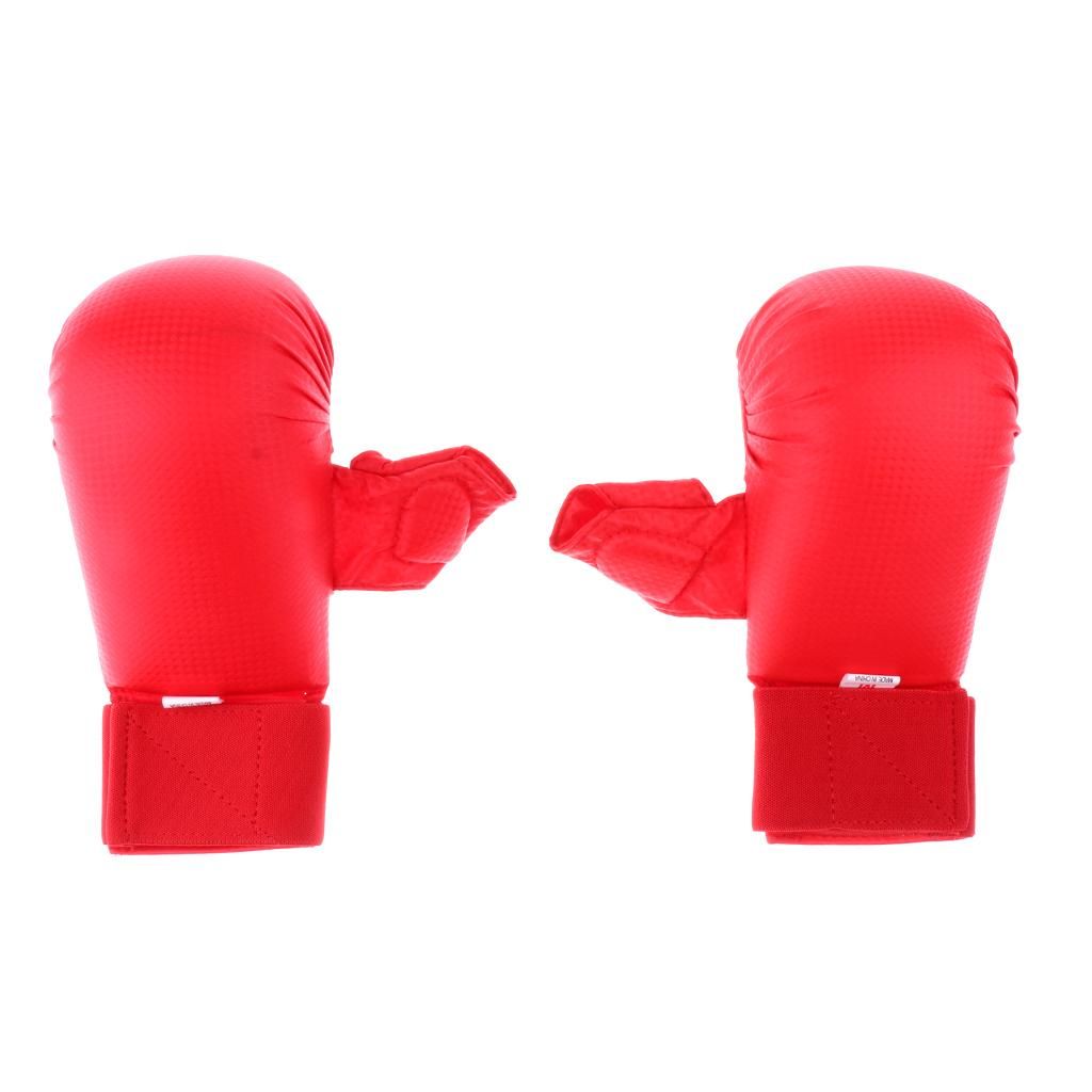 1 Pair PU Karate Sparring  MMA Judo  Martial Arts Padded   S Red