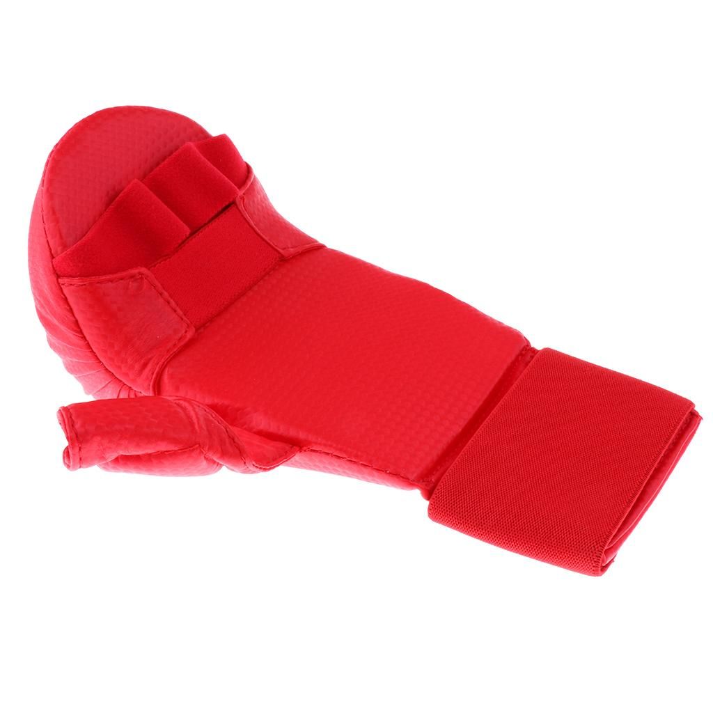 1 Pair PU Karate Sparring  MMA Judo  Martial Arts Padded   S Red