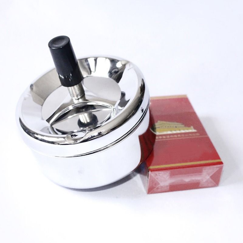 Smoking Accessories Stainless Steel Ashtray Round Push Down Cigarette  With Rotating Tray Housewares  Ash Tray  Weed Tray Set
