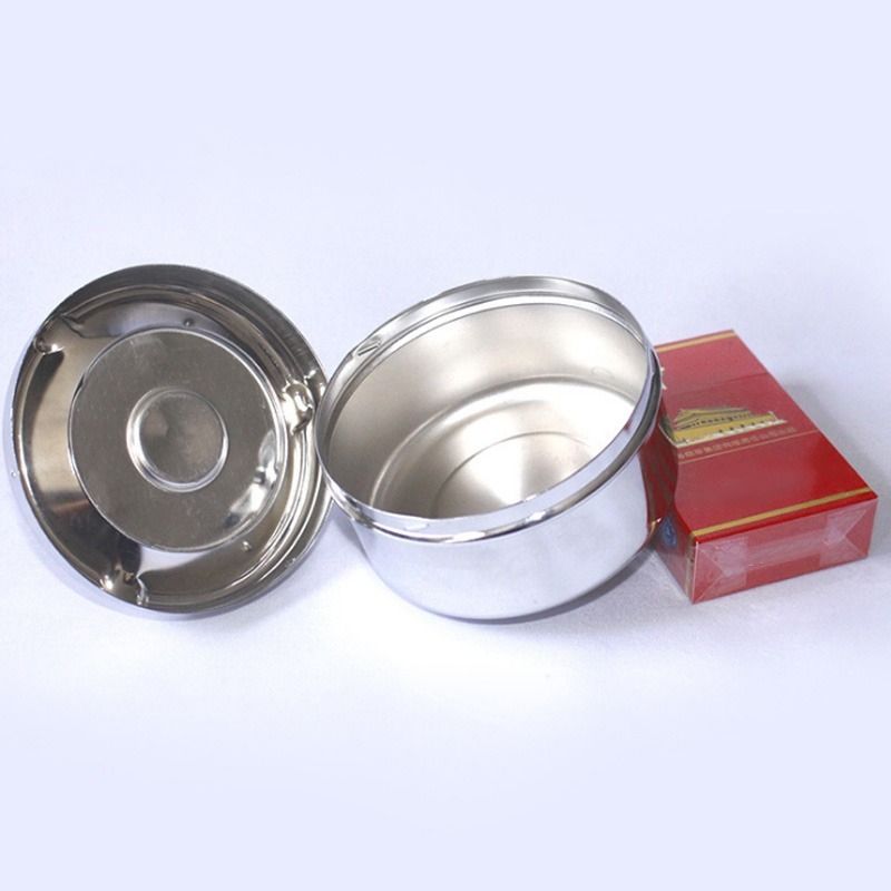 Smoking Accessories Stainless Steel Ashtray Round Push Down Cigarette  With Rotating Tray Housewares  Ash Tray  Weed Tray Set