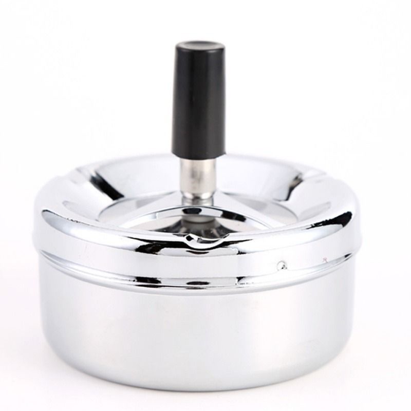Smoking Accessories Stainless Steel Ashtray Round Push Down Cigarette  With Rotating Tray Housewares  Ash Tray  Weed Tray Set
