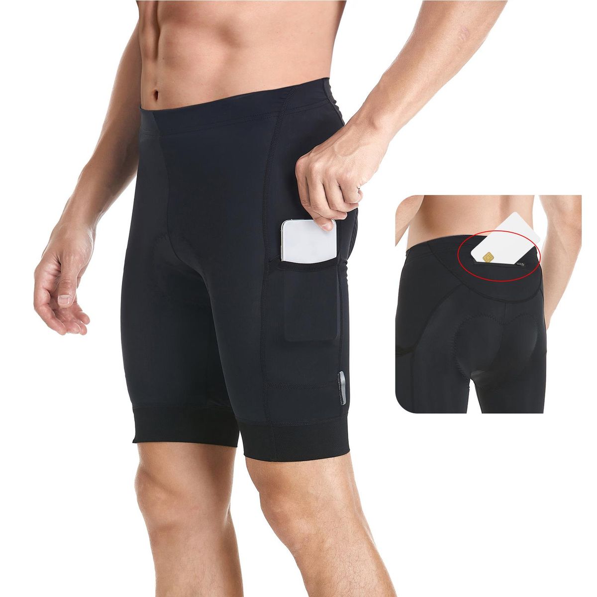 Men Cycling Shorts Padded Bike Shorts with 3 Pockets Breathable Bicycle Riding Biking Shorts Tights