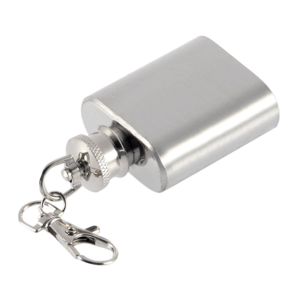 OR Portable 1oz Mini Stainless Steel Hip Flask Alcohol Flagon With Keychain