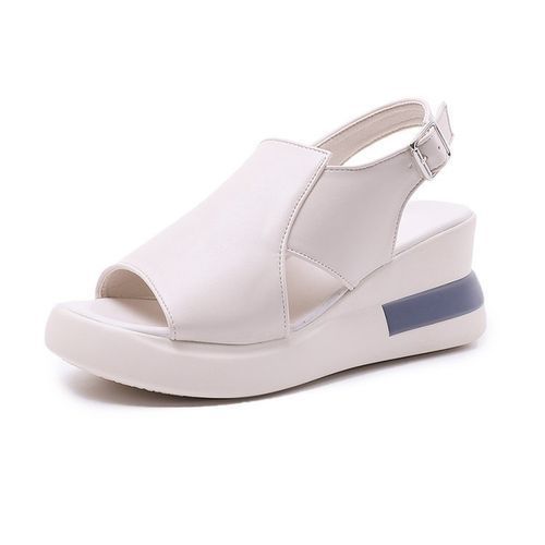 Ladies Odinkat Sandals Wedge Heels Large Size Flat Sandals And Slippers-Beige