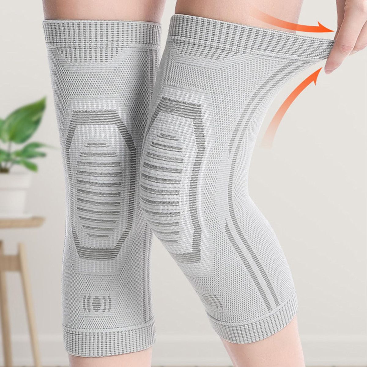 1Pc Thermal Knee Elderly Pain Relief Self-heating Knee Pad Leg Warmer Light Grey
