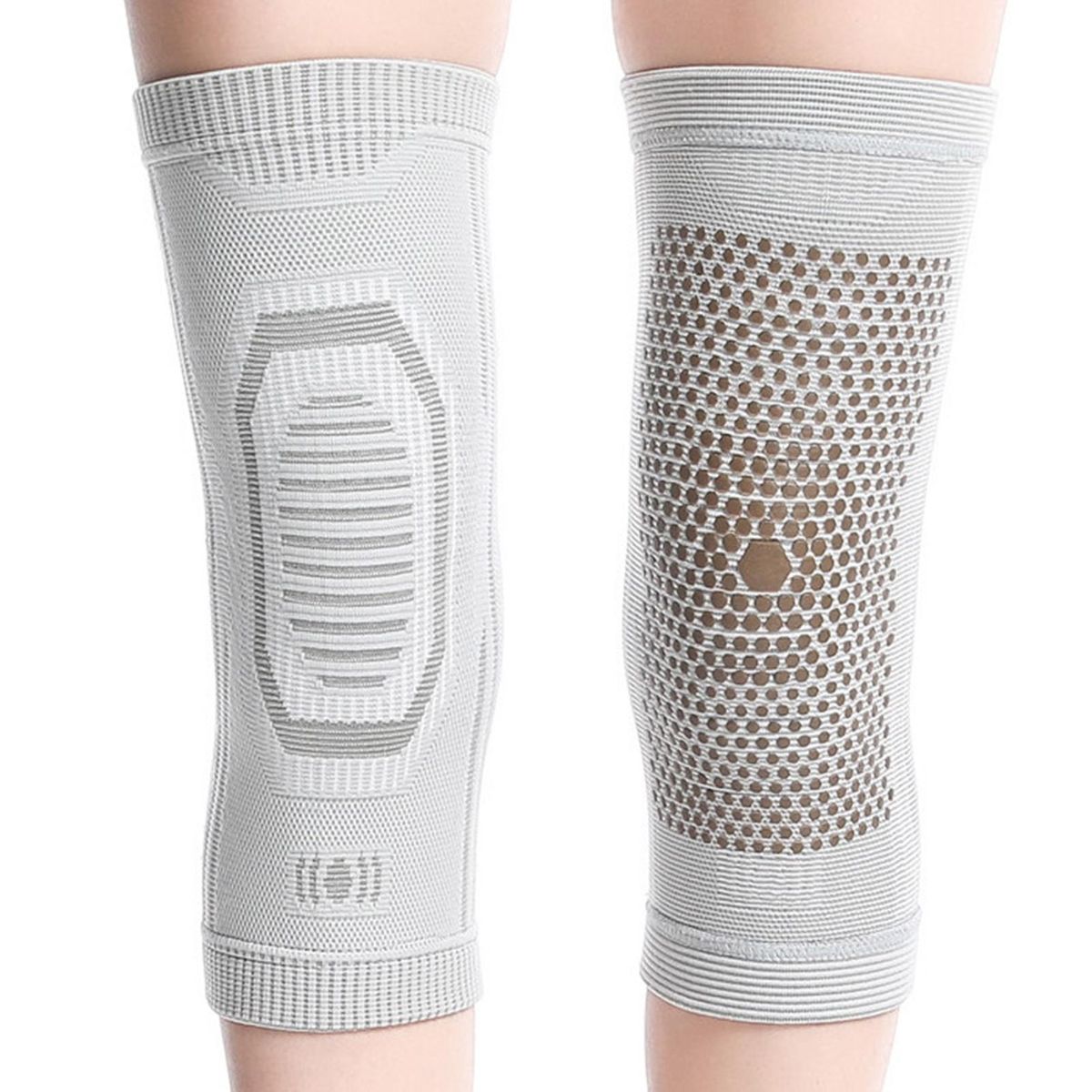 1Pc Thermal Knee Elderly Pain Relief Self-heating Knee Pad Leg Warmer Light Grey
