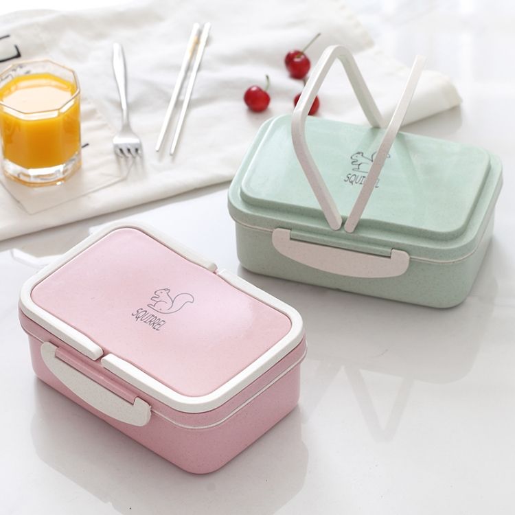 Wheat Straw Carrying Lunch Box Student Multi-layer Sushi Box Lunch Box Fruit Box Lunch Box Set
