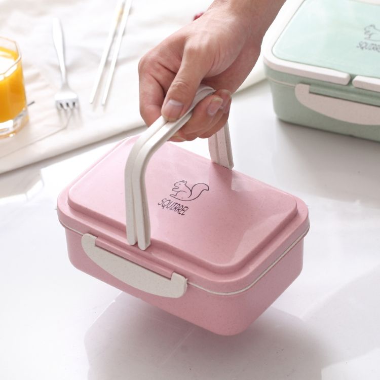 Wheat Straw Carrying Lunch Box Student Multi-layer Sushi Box Lunch Box Fruit Box Lunch Box Set