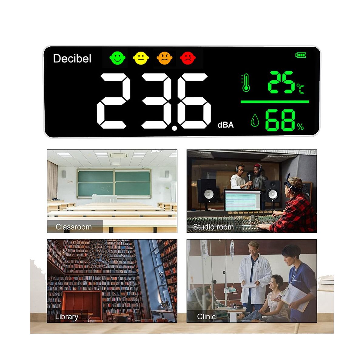Decibel Meter Wall Hanging Sound Level Meter 30-130DB Range