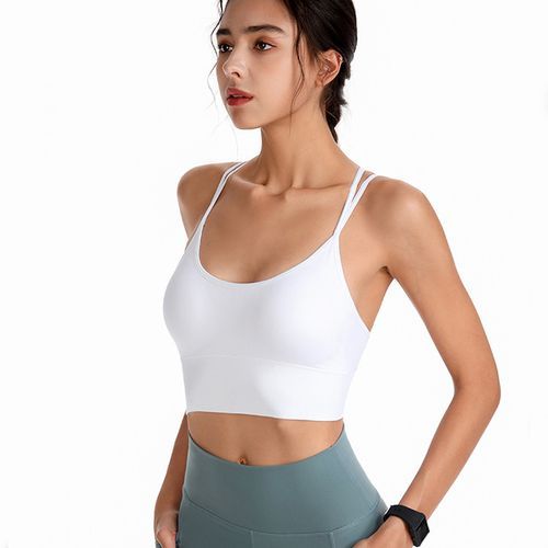 Womens Sports Bra,Gym Running Workout Yoga Bras Padded Cross Straps Back（White）