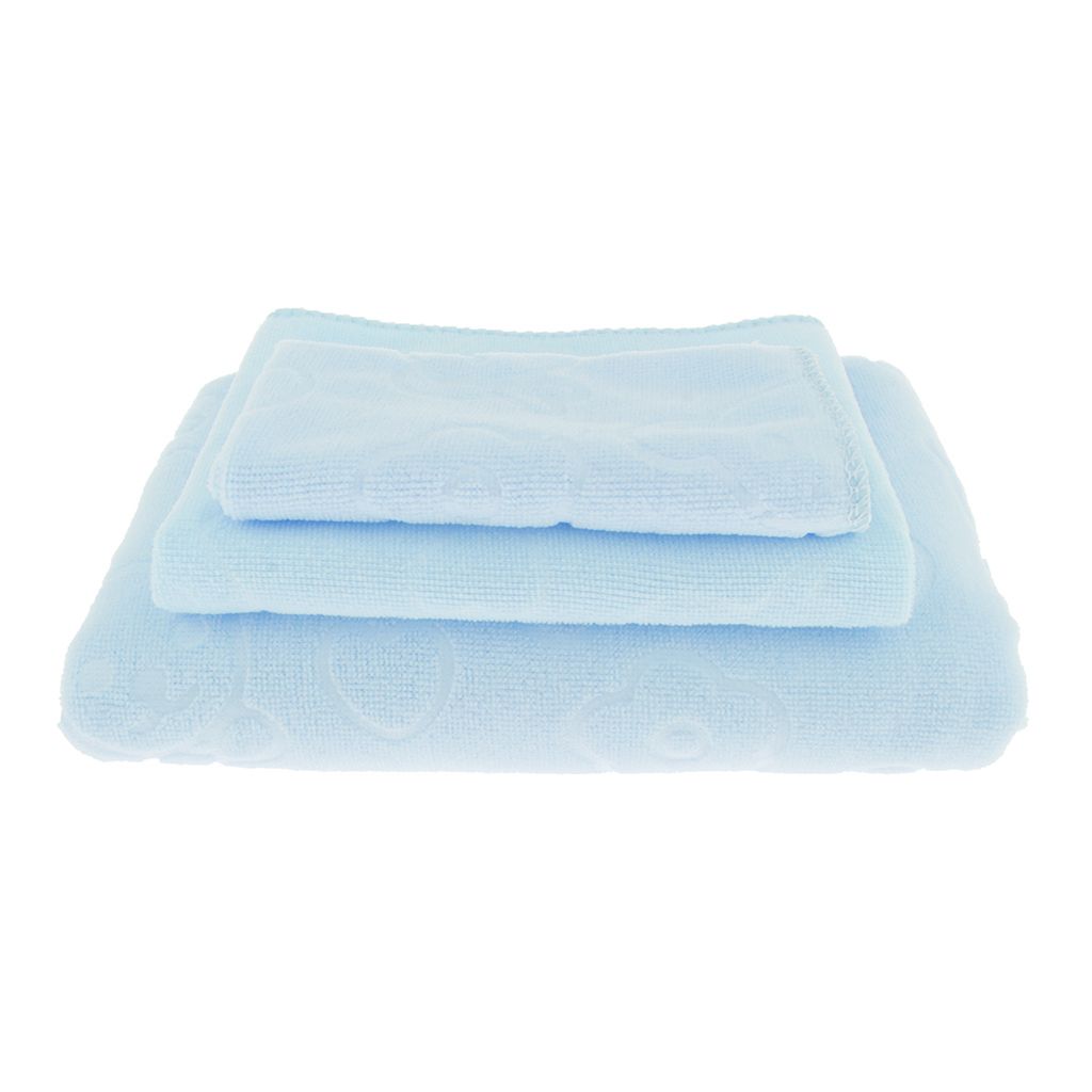 3 Sets Of Towels Bathroom  Hotel Bath Towel Light Blue