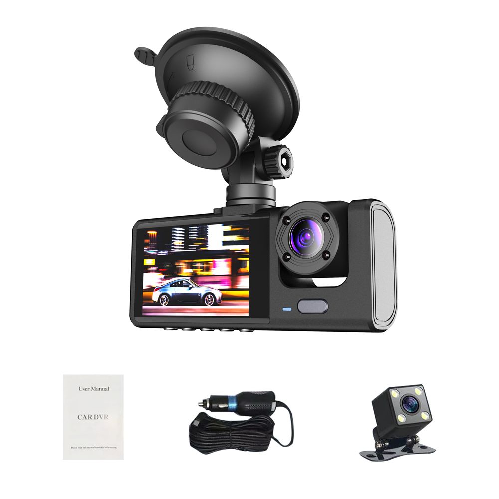 1080P DVR Dash Camera Front   Inside   Rear Camera Driving