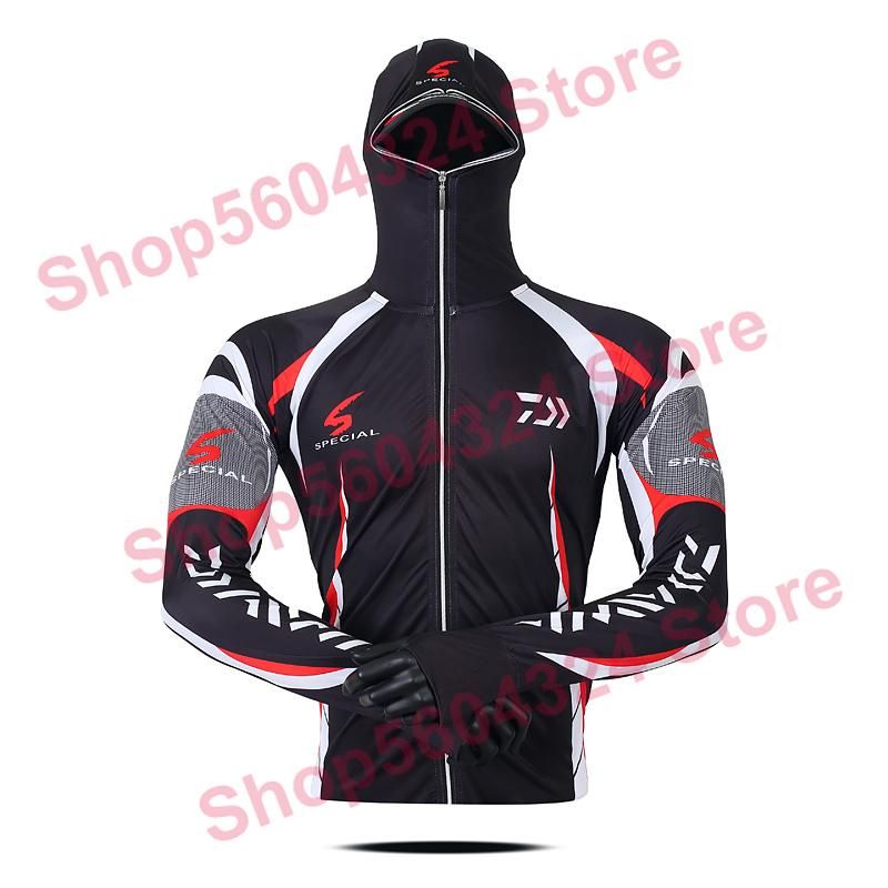 A Clothes Fishing Shirt Jacket Ice Silk Quick Dry Sports Clothing Sun Protection Face Neck Anti-uv Breathable Fishing Hooded