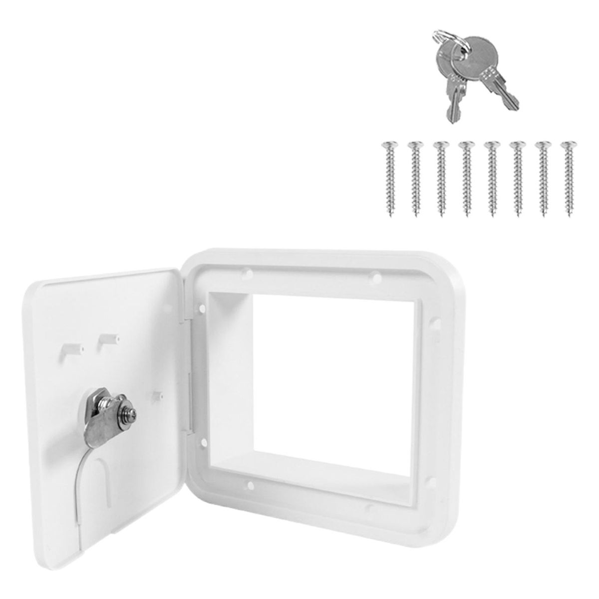 RV Electric Cable Hatch W/ 2 Keys White Cable Cover For Trailer Camper