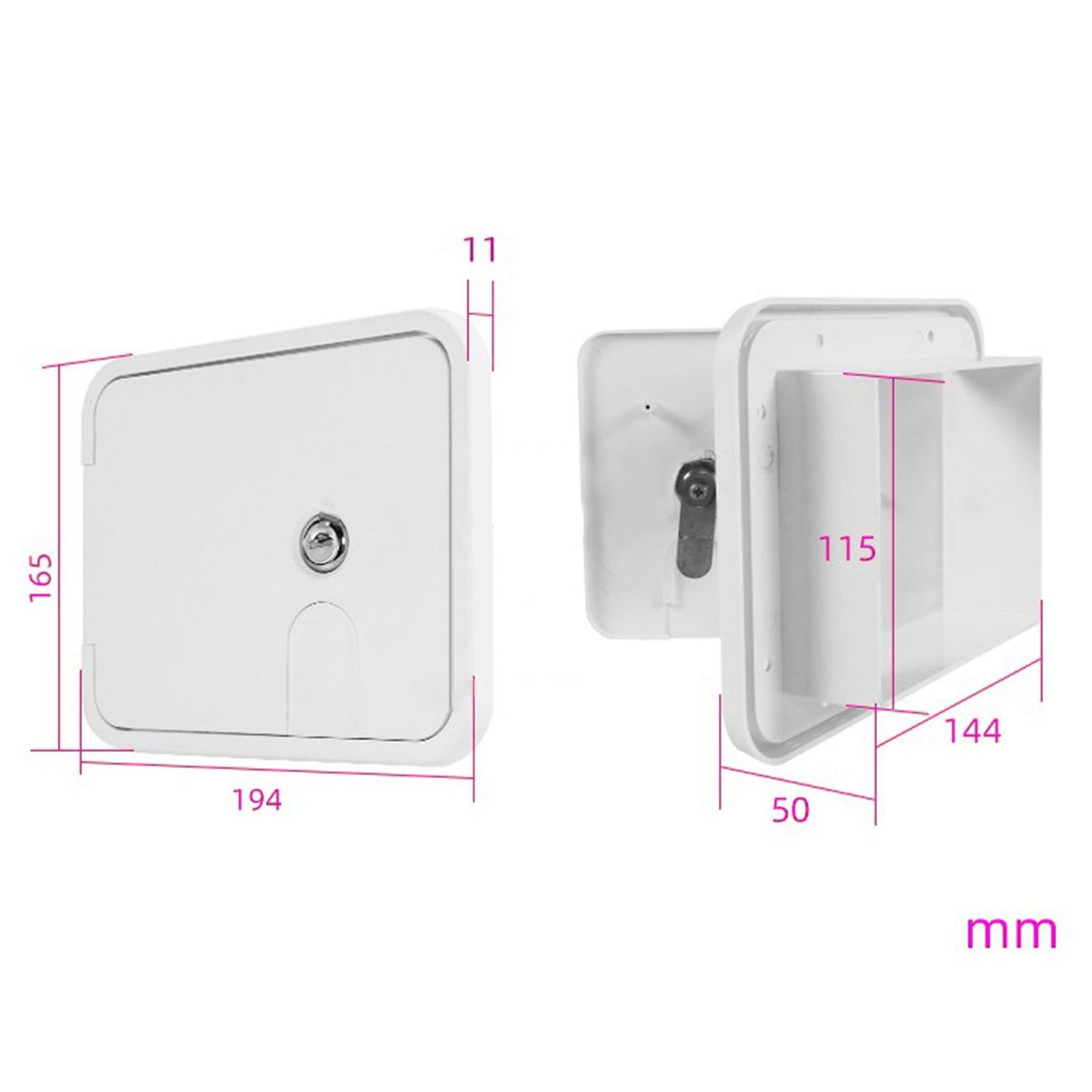 RV Electric Cable Hatch W/ 2 Keys White Cable Cover For Trailer Camper