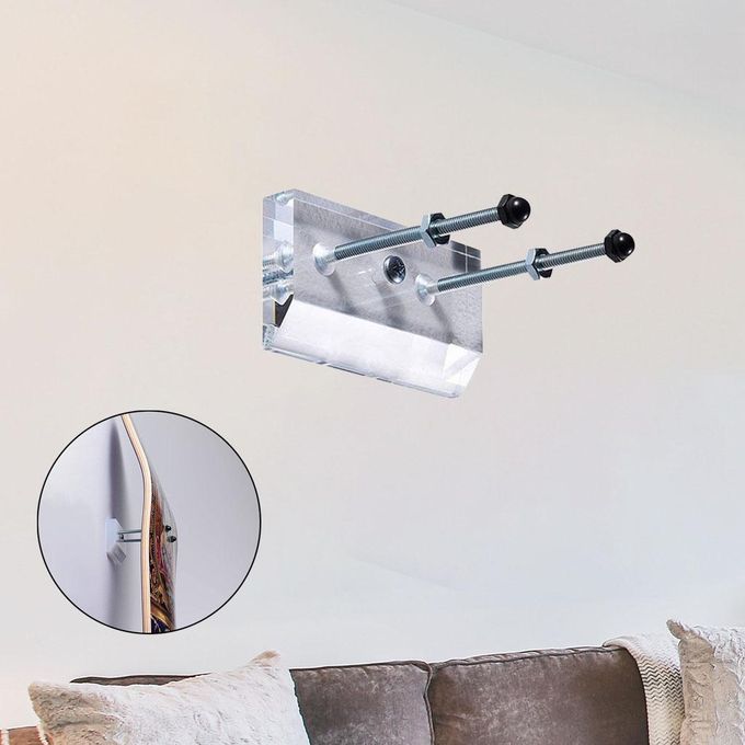 2x Skateboard Wall Hanger, Floating, Acrylic, Luxury, Wall Mount