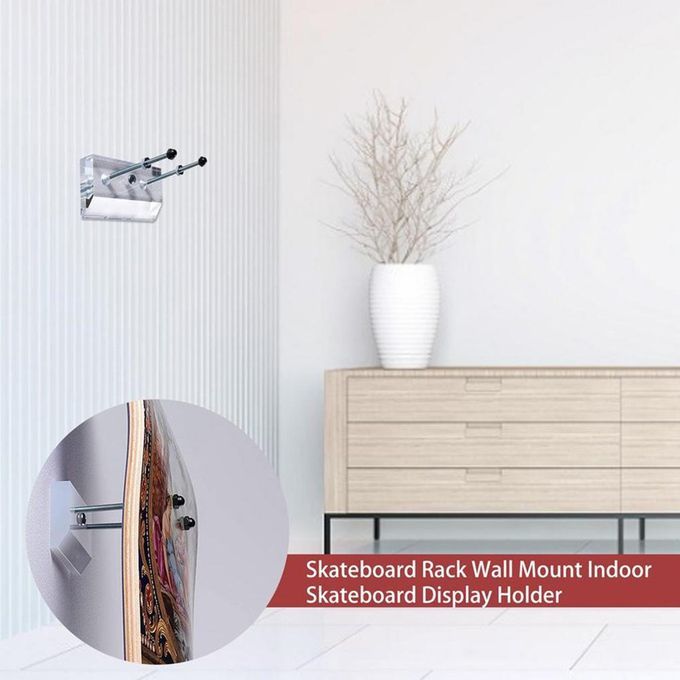 2x Skateboard Wall Hanger, Floating, Acrylic, Luxury, Wall Mount