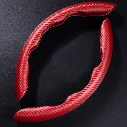 (Red)New 2 Halves Car Steering Wheel Cover 38cm 15inch