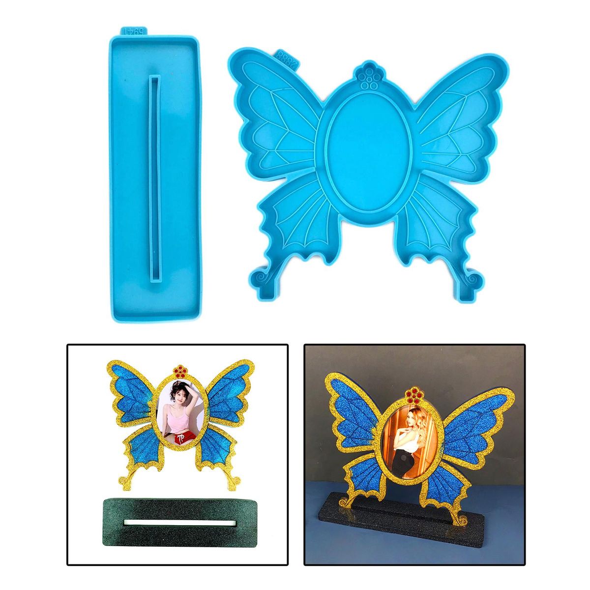 DIY Silicone Epoxy Resin  Mould Photo Picture Frame Blue
