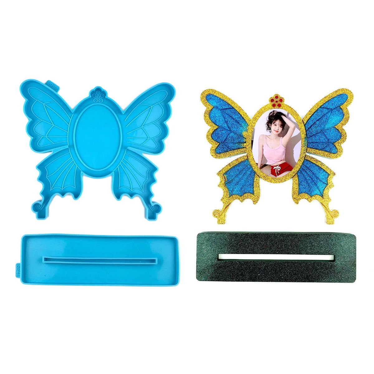 DIY Silicone Epoxy Resin  Mould Photo Picture Frame Blue