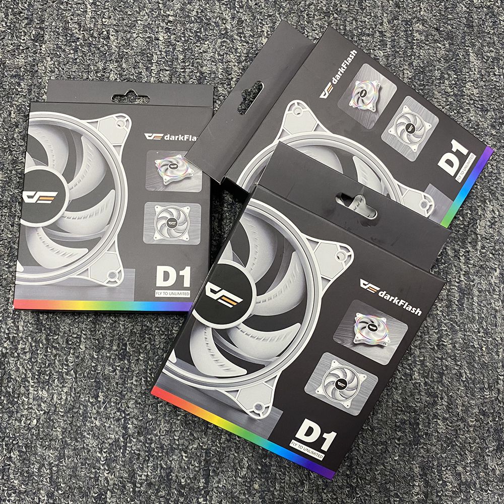 DarkFlash D1 120mm PC Computer Case LED Fan RGB Double Halo Rainbow 12cm Mute 12V 4pin Heatsink Cooling Cooler Silent Fan 1 Fans White