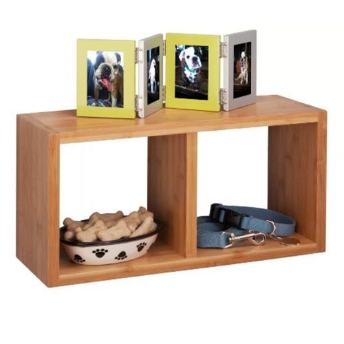 3D Decorative Double Cube Wall Bamboo Shelf