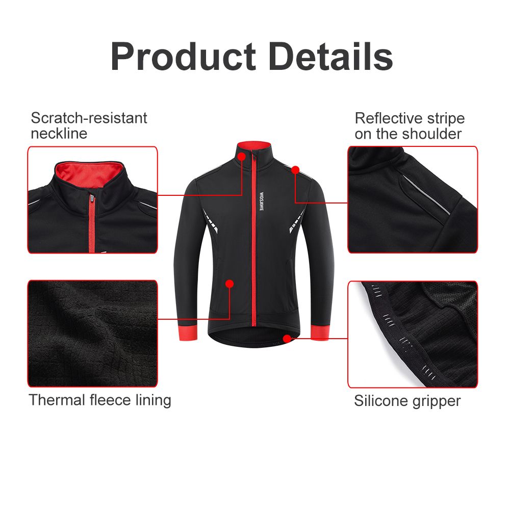 Men Winter Cycling Jacket Windproof Thermal Fleece Bike