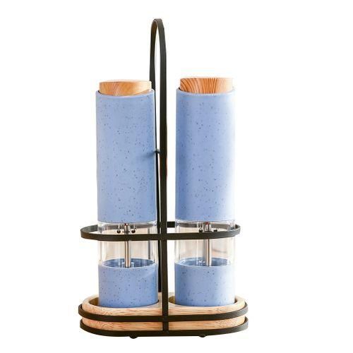 Wheat Straw Electric Salt Pepper Grinder Set LED