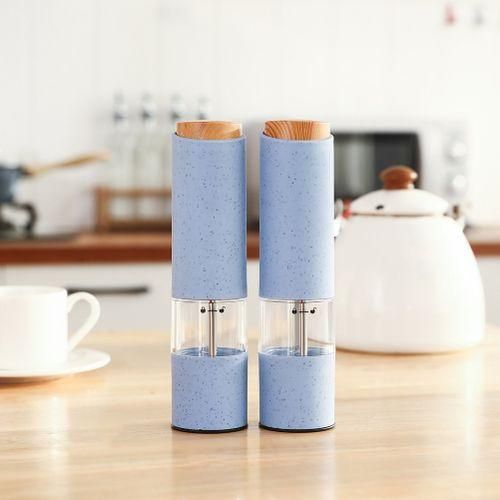 Wheat Straw Electric Salt Pepper Grinder Set LED