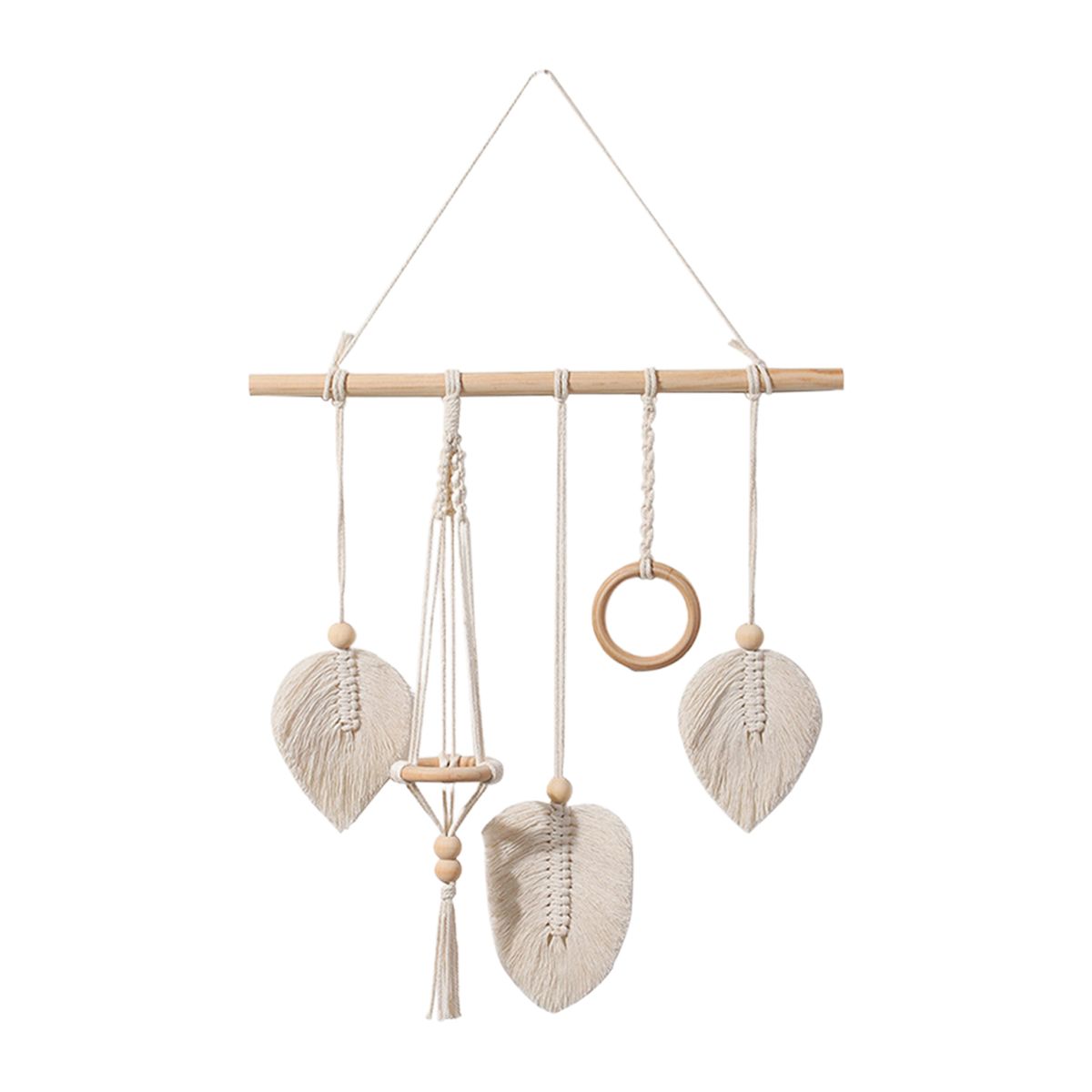 Macrame Tapestry Boho Woven Beige Leave Design Macrame-Beige