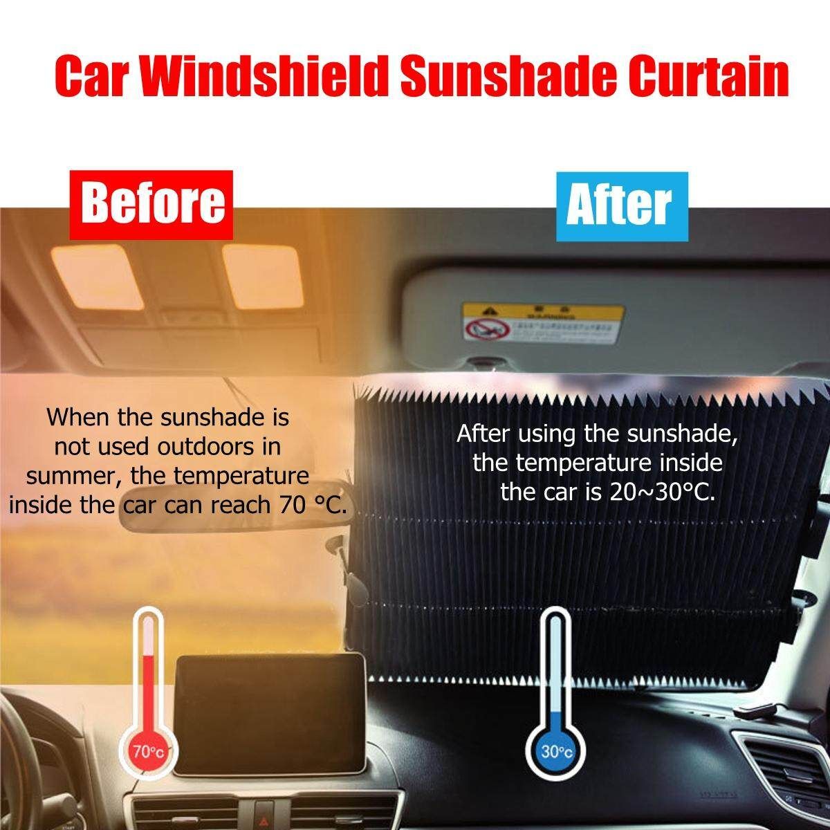 46CM Retractable SUV Truck Car Windshield Sunshade Rear Window Sun Visor UV Protection Curtain