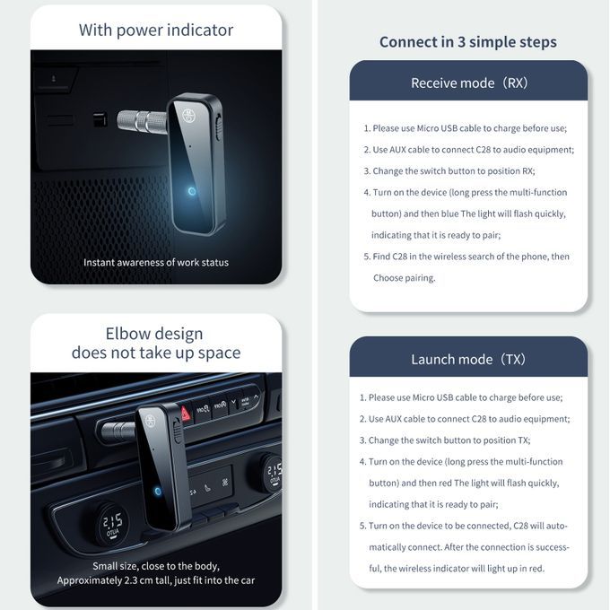 C28 Bluetooth Transmitter & Receiver Hands-free Car Kit