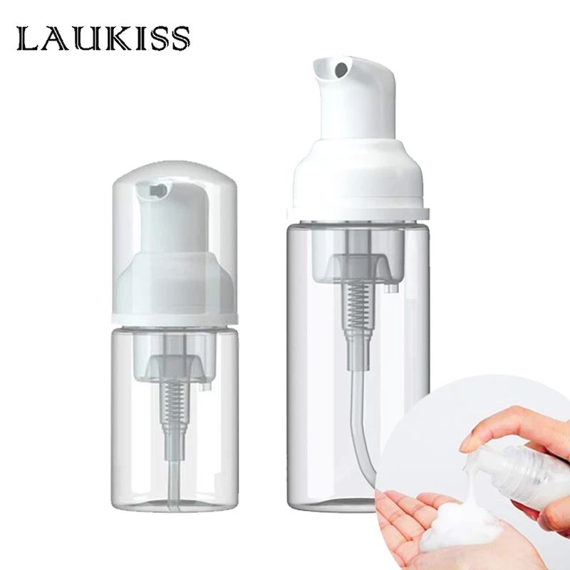 1pc Small Foam Dispenser Plastic Pump Bottles Mini Empty Soap Refillable Bottle For Travel Cleaning Cosmetics Packaging 30/60ml(#Transparent)