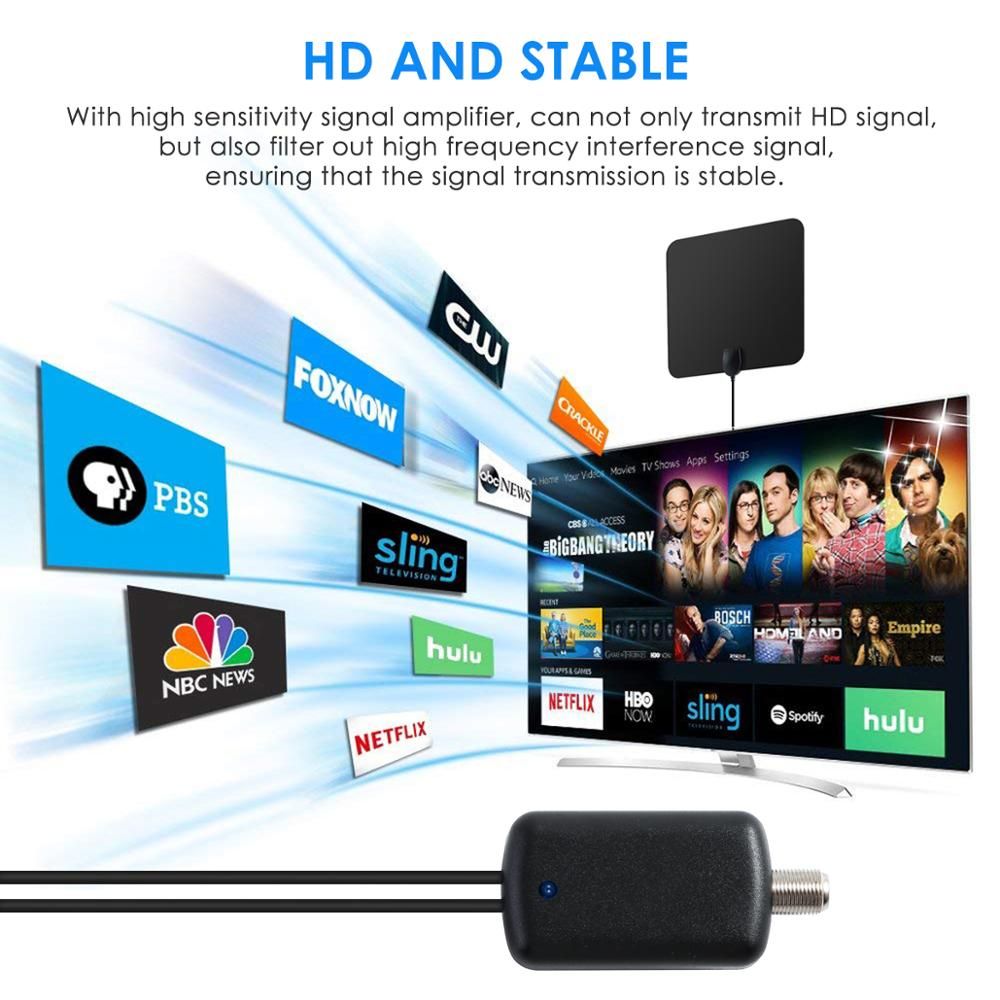 Digital Hdtv Indoor TV Antenna Amplifier Aerial Receiver
