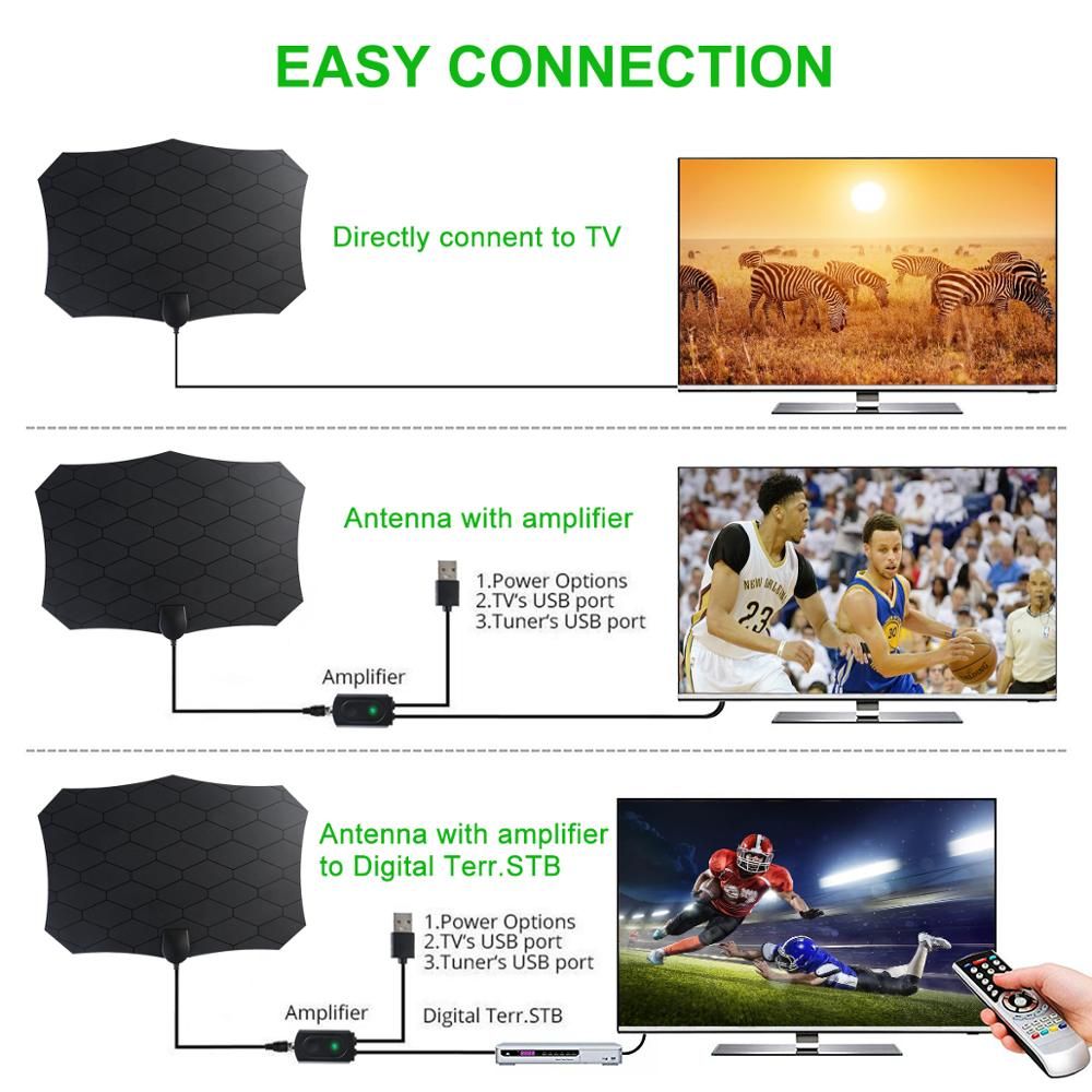 Digital Hdtv Indoor TV Antenna Amplifier Aerial Receiver