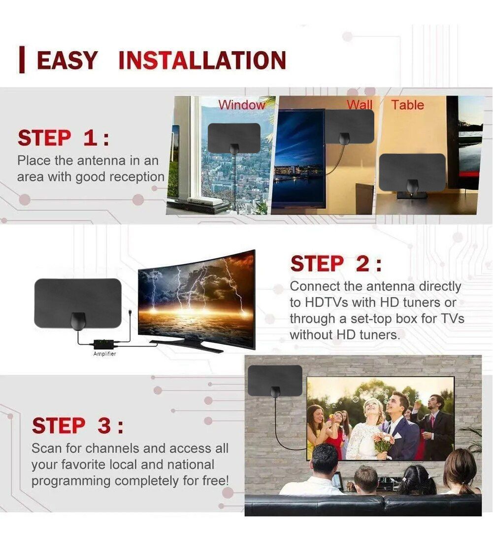 HD 8K 4K Indoor Digital TV Antenna 25DB HDTV Antena  T  T2 Cable TV Antena UHF VHF DTV Antennas Aerial Wholesale