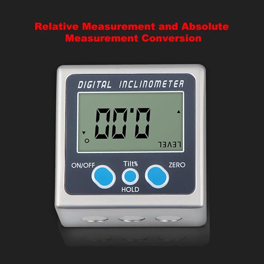 Multi-functional Digital Inclinometer Zinc Alloy Shell 360 degree Electronic Protractor Mini Digital Angle Gauge with Magnet
