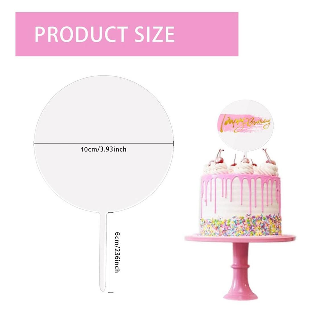 Blank Acrylic Cake Toppers, 15Pccs Clear Circle DIY