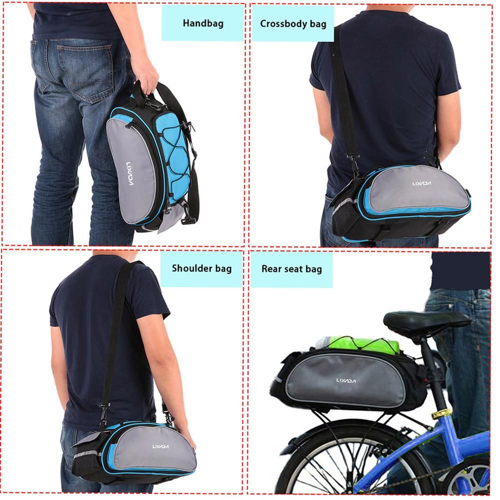 13L Multifunctional Bicycle Rear Seat Bag Outdoor Cycling Bike Rack Seat Bag Rear Trunk Pannier Backseat Bag Handbag Shoulder Bag