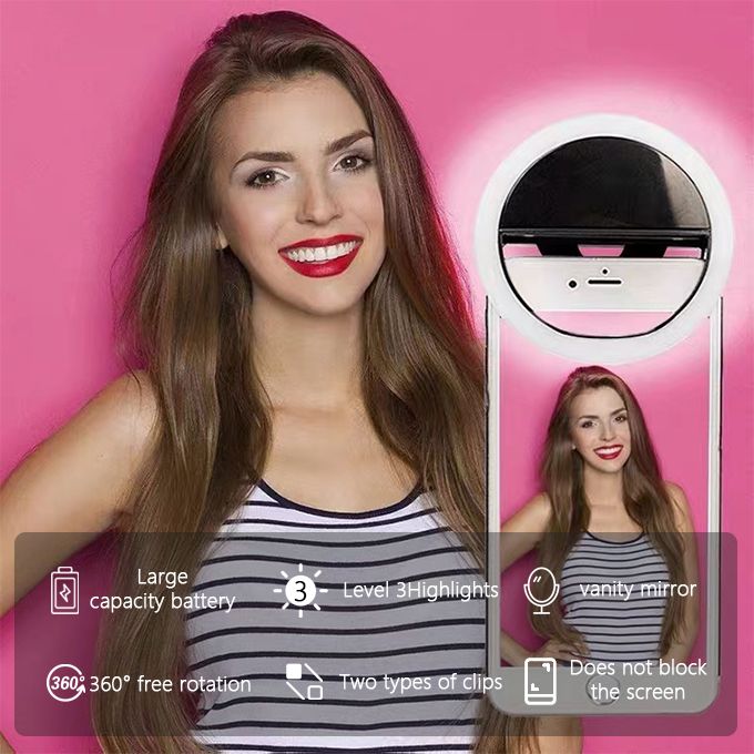 Selfie Ring Light Rechargeable Phones Tablets Makeup Vlog