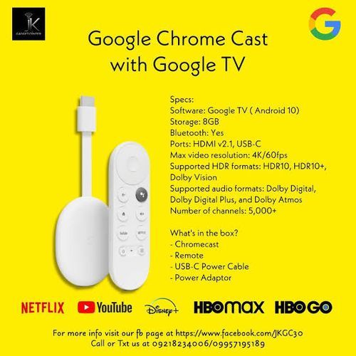 4th Generation Google Chrome Cast 4k Ultra HD With Google Tv