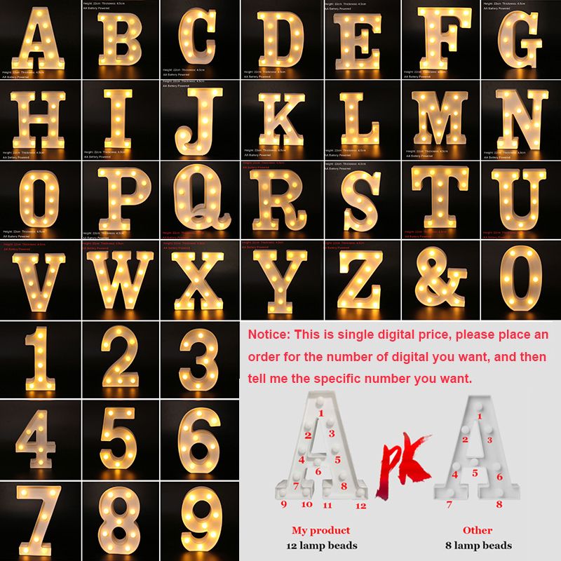 LED Letter Alphabet Digital Bulbs Confession Propose Marry
