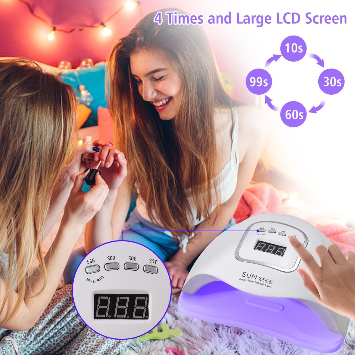 150W UV LED Nail Lamp Nail Dryer With Smart Sensor 4 Timers Setting LCD Screen For Curing Fingernails Toenails Home Salon